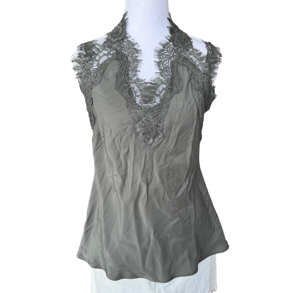 Gold Hawk Gina Lace Camisole Silk Cami Tank Top Grey Balletcore Small